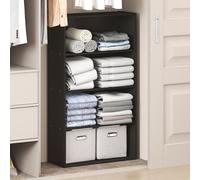Furinno Reed Rangement et Organisateur de Placard à 4 Niveaux, Rangement de Placard à étagères Ouvertes, pour Dressing, Chambre, Salon, Expresso