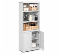 FURINNO Robin Meuble De Rangement, Armoire De Cuisine À 2 Portes avec Étagères Réglables, Idéal pour Garde-Manger, Salon, Bureau, Blanc