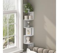 Furinno Rossi, Ã‰tagère d'angle Flottante Ã€ 5 Niveaux, Ã‰tagère d'angle Murale en Zigzag, Ã‰tagères Murales Radiales, pour Bureau, Salon, Chambre, Salle De Bain, Blanc