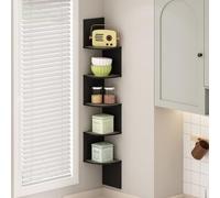 Furinno Rossi, Ã‰tagère d'angle Flottante Ã€ 5 Niveaux, Ã‰tagère d'angle Murale en Zigzag, Ã‰tagères Murales Radiales, pour Bureau, Salon, Chambre, Salle De Bain, Chêne Français