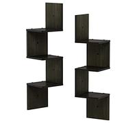 Furinno Rossi Coin Flottant à Montage Mural à 3 Niveaux avec Étagère Carrée, Paquet de 2, Expresso