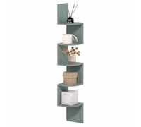 Furinno Rossi étagères murales flottantes pour Livres, étagère d’Angle en Zigzag à Monter au Mur à 5 Niveaux, étagère Murale d’Angle Radiale, Vert Sauge