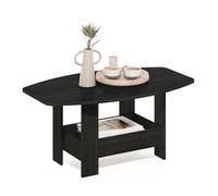 Furinno Simple Design Table Basse, Table Basse Moderne à 2 Niveaux avec étagère inférieure, Table d'appoint d'angle Arrondie, pour Salon, Chambre, Bureau, Couleur Expresso