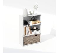 Furinno Simple Étagère, Bibliothèque À 3 Niveaux, Étagères De Rangement, 24,6 x 60,2 x 80 cm, pour Salon, Chambre, Bureau, Blanc Uni.