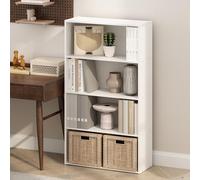 Furinno Simple Étagère, Bibliothèque À 4 Niveaux avec Étagère Ouverte, 24 x 60 x 106 cm, Idéale pour Le Salon, La Chambre Ou Le Bureau, Blanche.
