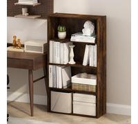 Furinno Simple Étagère, Bibliothèque À 4 Niveaux avec Étagère Ouverte, 24 x 60 x 106 cm, Idéale pour Le Salon, La Chambre Ou Le Bureau, Pin Ambré.