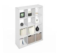 Furinno Simple Organisateur Cube, Étagère 12 Cubes, Étagère à Dos Ouvert, Étagères de Rangement, Cadre Extra épais, pour Organisation et Rangement, Salon, Bureau à Domicile, Blanc