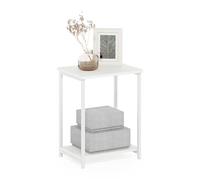 Furinno Simpliste Table D'appoint avec Cadre en Métal, Blanc/Blanc