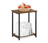 Furinno Simpliste Table D'appoint avec Cadre en Métal, Pin Ambré