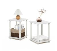 Furinno Table d'appoint simpliste, Lot de 2, Blanc/Blanc