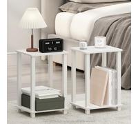 Furinno Simplistic Ensemble de 2 Tables de Chevet, Petite Table de Chevet à 2 Niveaux avec étagère Ouverte, Montage sans Outil, Table d'appoint, pour Chambre ou Salon, Blanc