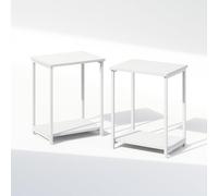Furinno Simplistic Ensemble de 2 Tables de Chevet, Table de Chevet à 2 Niveaux avec étagère Ouverte et Structure en métal, Table de Chevet, Table d'appoint, pour Chambre ou Salon, Blanc