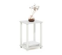 Furinno Simplistic Table D'Appoint, Petite Table De Chevet À 2 Niveaux avec Étagère Ouverte, Montage Facile sans Outils, Idéale pour Le Salon Ou La Chambre, Blanche.