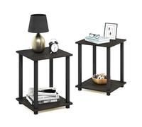 Furinno Simplistic Table de Bout, Bois, Expresso, ensemble de 2, Pvc, Espresso/Noir, Set Of 2