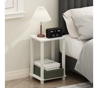 Furinno Simplistic Table de Chevet, Petite Table de Chevet à 2 Niveaux avec étagère Ouverte, Montage sans Outil, Table d'appoint, pour Chambre ou Salon, Blanche