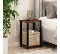 Furinno Simplistic Table de Chevet, Petite Table de Chevet à 2 Niveaux avec étagère Ouverte, Montage sans Outil, Table d'appoint, pour Chambre ou Salon, pin ambré