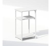 Furinno Simplistic Table de Chevet, Table de Nuit à 3 Niveaux avec étagères Ouvertes et Structure en métal, idéale pour la Chambre ou Le Salon, Blanche.
