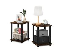 Furinno Simplistique Lot d'appoint, Tables de Chevet, Bois d'ingénierie, Paquet de 2, Pin Ambré/Noir