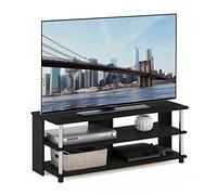 Furinno Sully Meuble TV à 3 Niveaux pour Téléviseur Jusqu'à 48 Pouces, Americano/Acier Inoxydable