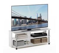 Furinno Sully Meuble TV à 3 Niveaux pour Téléviseur Jusqu'à 48 Pouces, Chêne Blanc/Acier Inoxydable