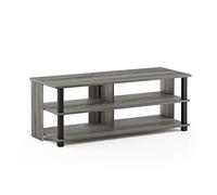 Furinno Sully Meuble TV à 3 Niveaux pour Téléviseur Jusqu'à 48 pouces, Chêne Français Gris/Noir