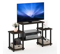 Furinno Supports de Téléviseur sans Outils, Bois, Brun Foncé/Noir, Taille Unique, Dark Brown et Black, One Size, 105.4 x 29.5 58 cm