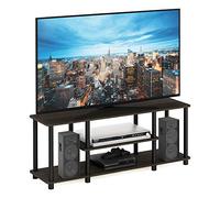 Furinno Supports de Téléviseur sans Outils, Bois, Brun, Taille Unique, Marron Foncé/Noir, One Size, 3 Niveaux