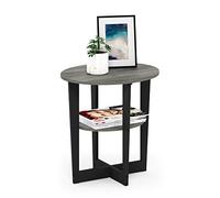 Furinno Table d'Appoint en Bois 1 Pièce Chêne Français Gris/Noir
