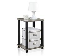 Furinno Tables de Bout, Bois, Chêne Français Gris/Noir, Taille Unique, dense, French Oak Grey, One Size, Paquet de 1