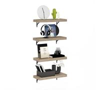 Furinno Tanna, Ensemble De 4 Ã‰tagères Murales Flottantes, 56 Cm (22 Pouces), Fixation Murale, pour Salle De Bain, Bureau, Salon, Couleur Naturelle
