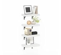 Furinno Tanna, Ensemble De 4 Ã‰tagères Murales Flottantes, Ã‰tagère Murale De 38 Cm (15 Pouces), Idéale pour La Salle De Bain, Le Bureau Ou Le Salon, Finition Blanche Texturée.