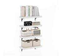 Furinno Tanna, Ensemble De 4 Ã‰tagères Murales Flottantes, Ã‰tagère Murale De 56 Cm (22 Pouces), Idéale pour La Salle De Bain, Le Bureau Ou Le Salon, Finition Blanche Texturée.