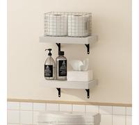 Furinno Tanna Étagères Flottantes Murales Set de 2, Étagère Murale de 38 cm pour Salle de Bain, Étagère Murale, pour Organisateurs et Rangement de Salle de Bain, Salon, Texture Blanche