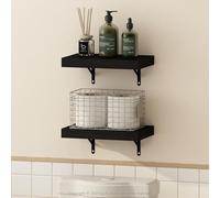 Furinno Tanna Étagères Flottantes Murales Set de 2, Étagère Murale de 38 cm pour Salle de Bain, Étagère Murale, pour Organisateurs et Rangement de Salle de Bain, Salon, Chêne Tabac