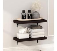 Furinno Tanna Étagères Flottantes Murales Set de 2, Étagère Murale de 56 cm pour Salle de Bain, Étagère Murale, pour Organisateurs et Rangement de Salle de Bain, Salon, Chêne Tabac