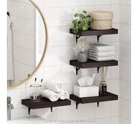 Furinno Tanna Étagères Flottantes Murales Set de 4, Étagère Murale de 38 cm pour Salle de Bain, Étagère Murale, pour Organisateurs et Rangement de Salle de Bain, Salon, Chêne Tabac