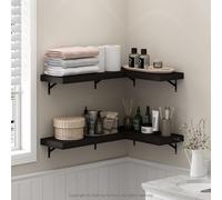 Furinno Tanna Étagères Flottantes Murales Set de 4, Étagère Murale de 56 cm pour Salle de Bain, Étagère Murale, pour Organisateurs et Rangement de Salle de Bain, Salon, Chêne Tabac