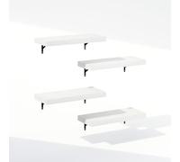 Furinno Tanna Étagères Flottantes Murales Set de 4, Étagère Murale de 56 cm pour Salle de Bain, Étagère Murale, pour Organisateurs et Rangement de Salle de Bain, Salon, Texture Blanche