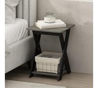 Furinno TIDUR Table de Chevet, étagère Ouverte, Pieds en X, Table d'appoint, Table de Chevet croisée, pour Chambre ou Salon, chêne français