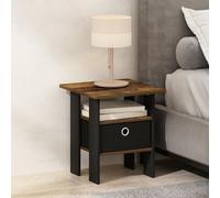 Furinno TIDUR Table de Chevet, Table de Chevet à Étagères Ouvertes avec Bac de Rangement, Table d'Appoint pour Chambre, Salon, Amber Pine