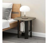Furinno TIDUR Table de Chevet, Table de Chevet à Étagères Ouvertes avec Plateau de Rangement, Coins Arrondis, Table d'Appoint pour Chambre, Salon, Chêne Français