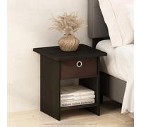 Furinno TIDUR Table de Chevet, Table de Chevet Carrée avec Coins Arrondis et Bac de Rangement, Table d'Appoint avec Étagère de Rangement, pour Chambre, Salon, Espresso