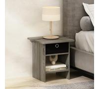 Furinno TIDUR Table de Chevet, Table de Chevet Carrée avec Coins Arrondis et Bac de Rangement, Table d'Appoint avec Étagère de Rangement, pour Chambre, Salon, Chêne Français