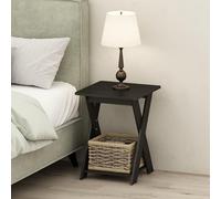 Furinno Tidur Table de Nuit Croisée, Table de Chevet, Espresso, 39.4 (D) x 39.4 (W) x 50.8 (H) cm.