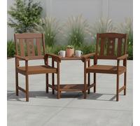 Furinno TIOMAN Ensemble de Salle à Manger d'extérieur en Bois, chaises pour 2 et Table d'appoint, pour terrasse, Jardin, Porche, Bois Clair