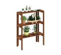 Furinno Tioman Étagère d'affichage multifonctionnelle sans Outil pour extérieur, Support pour Plantes, 3 Niveaux, Naturel