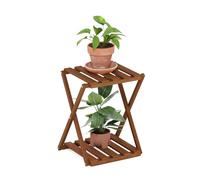 Furinno Tioman Étagère d'affichage pliante multifonctionnelle sans outil pour extérieur, support pour plantes, table d'appoint, 2 niveaux, Naturel