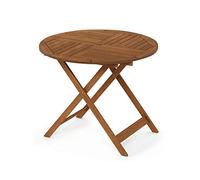 Furinno Tioman Small Hardwood Table Pliante d'Extérieur Franc avec Trou pour Parapluie, 88,9 x 88,9 x 71,88 cm