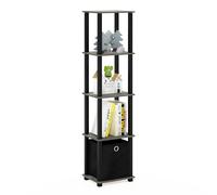Furinno Tnt No Tools Étagère Décorative à 5 Niveaux avec Une Poubelle, Chêne Français Gris/Noir/Noir