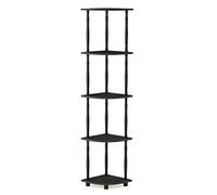 Furinno Turn Étagère Polyvalente à 5 Niveaux pour Présentoir d'Angle avec Tubes Classiques, Expresso, Bois, Espresso/Noir, One Size
